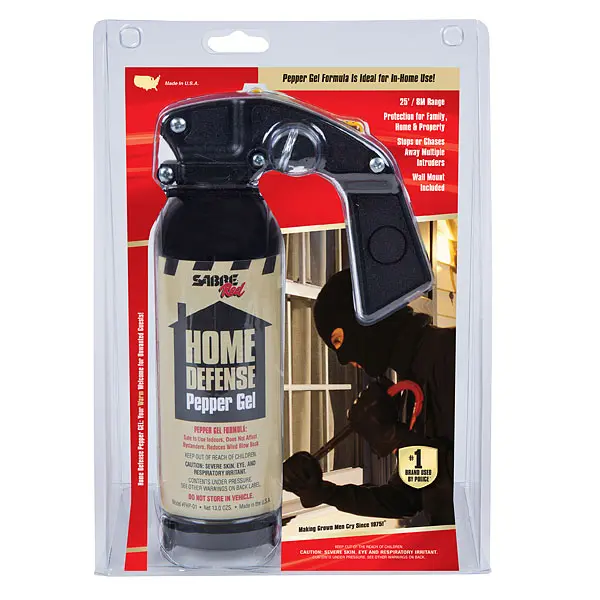 A package of home defense pepper spray with a black bear.