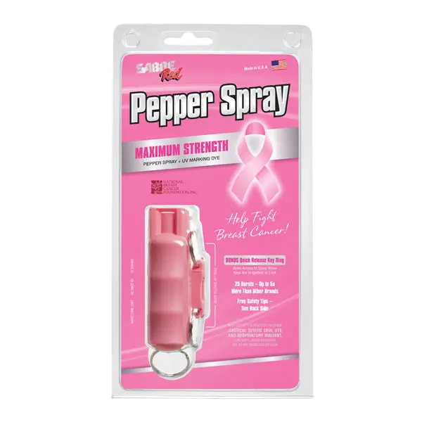 SABRE Pepper Spray with Quick Release, Helps Fight Breast Cancer