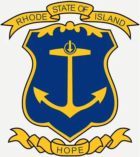 A blue and yellow crest with an anchor on it.